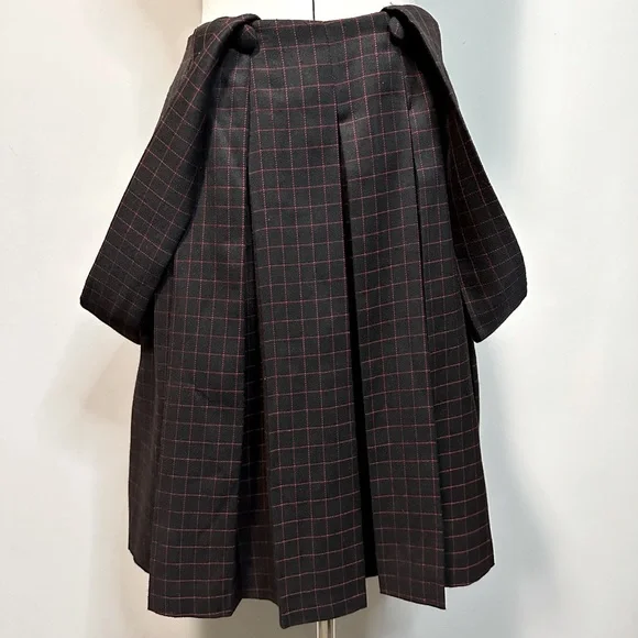 Alice’s Pig Brown Checked Pleated Skirt with Detachable Straps Size 2 - Picture 3 of 5